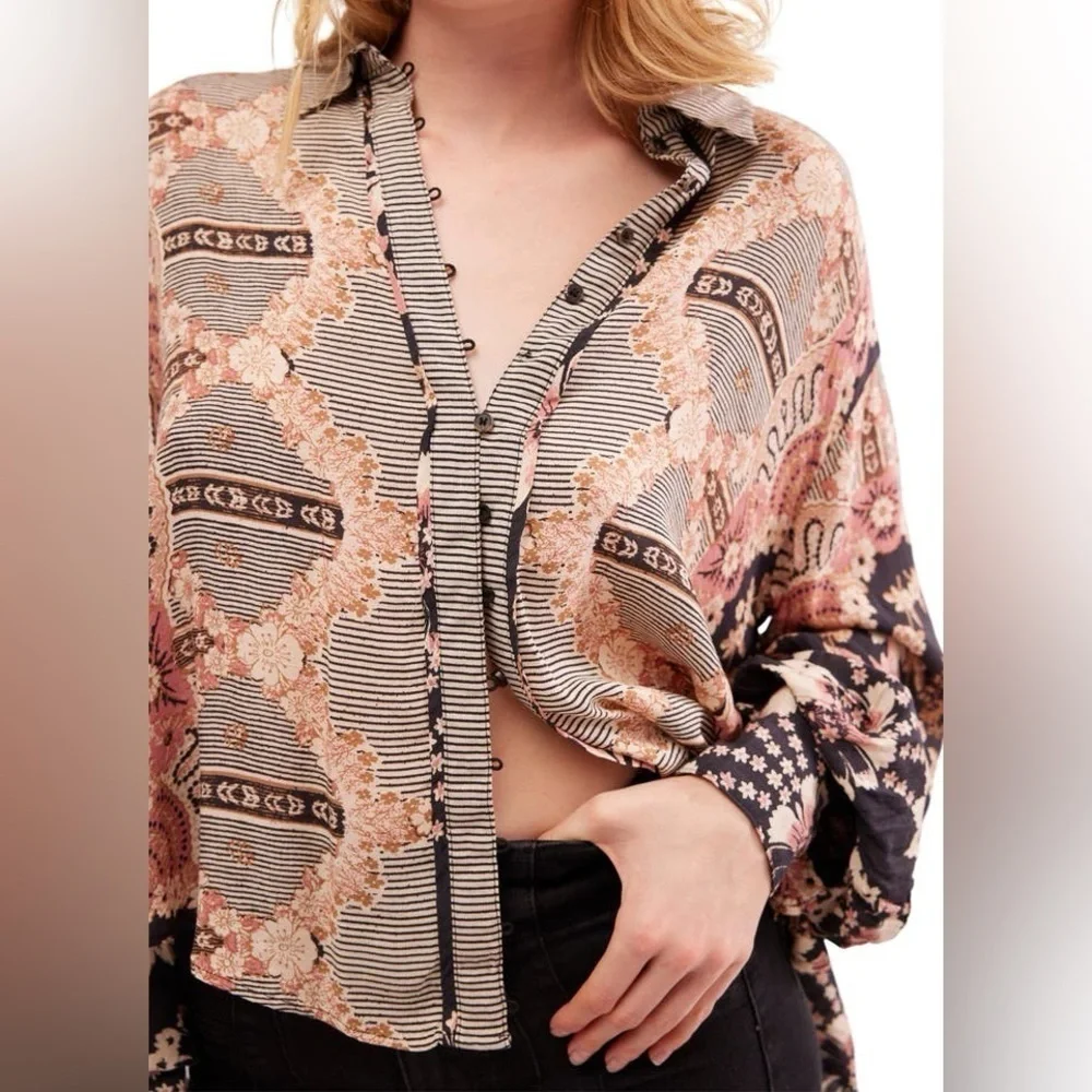 Free People Virgo Bay Button Shirt - M